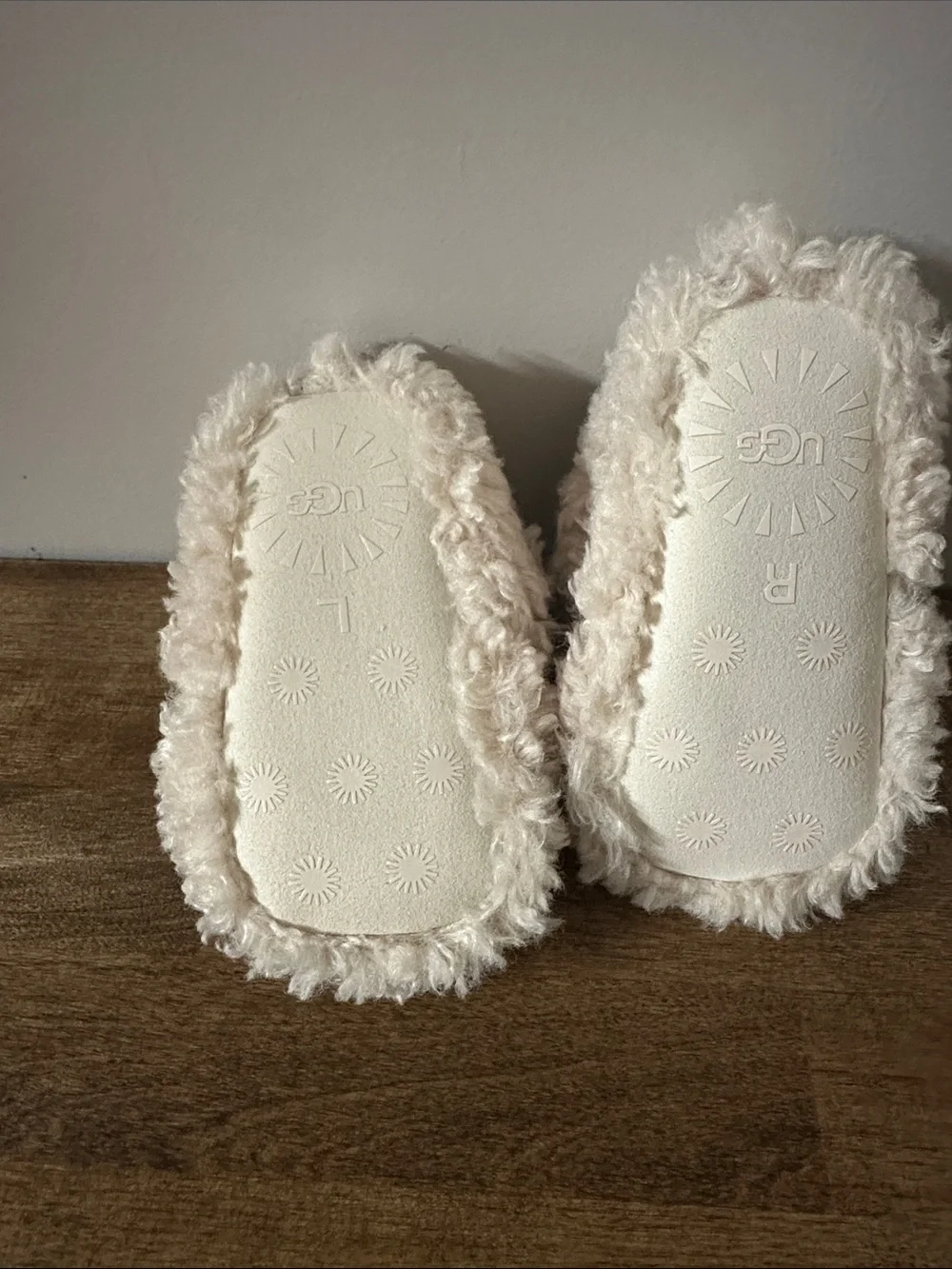 UGG Plush Shearling Crossover Slide in Light Cream